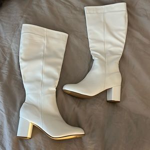 White long knee high boots